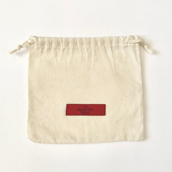 Valentino Garavani Dust Bag Beige Red Pouch Drawstring Storage Gift Chic Luxury - Picture 1 of 8